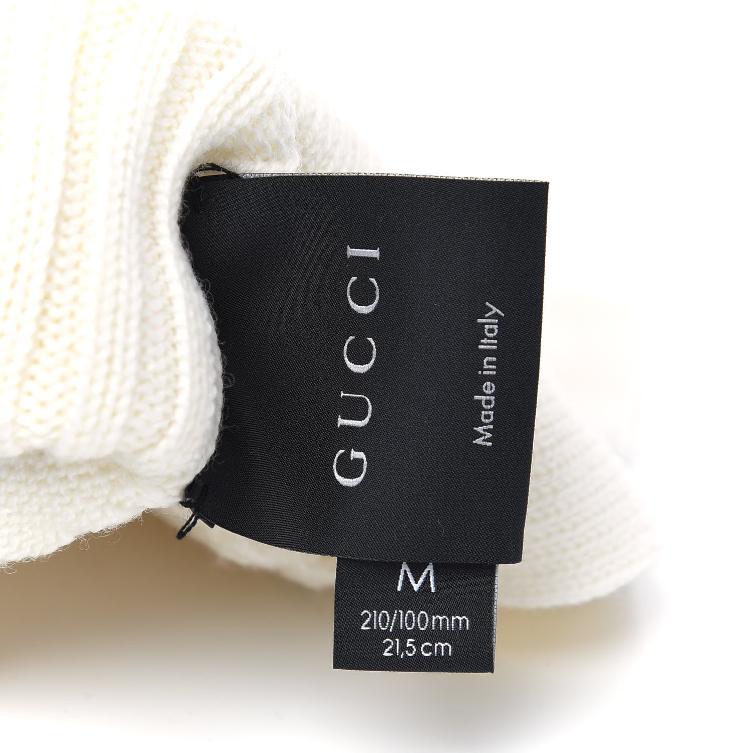 Gucci Wool Tricot Gloves M White Tea Dark Green 4 of 4