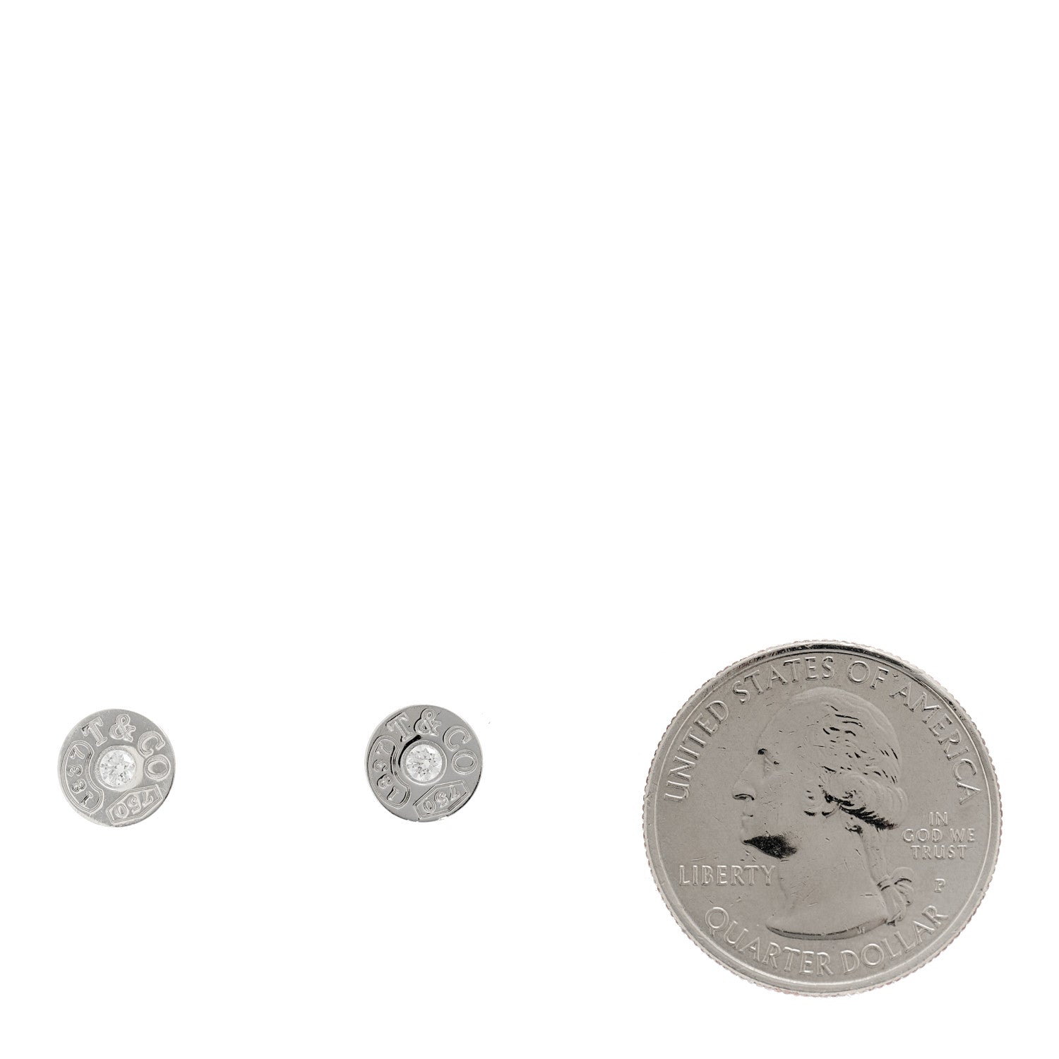 Tiffany 18K White Gold Diamond 1837 Circle Earrings 2 of 4