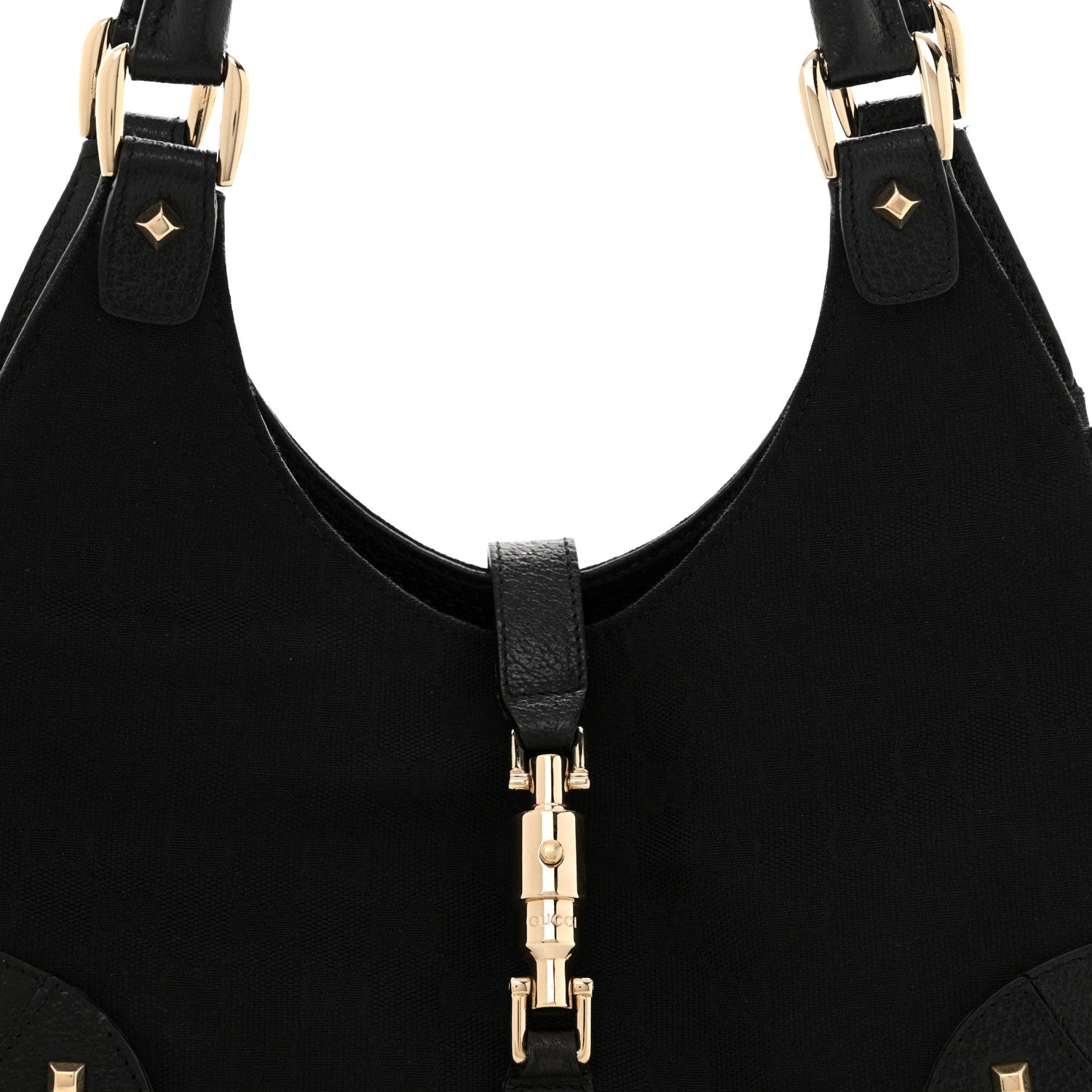 Gucci Monogram Calfskin Large Bardot Tote Black 8 of 13