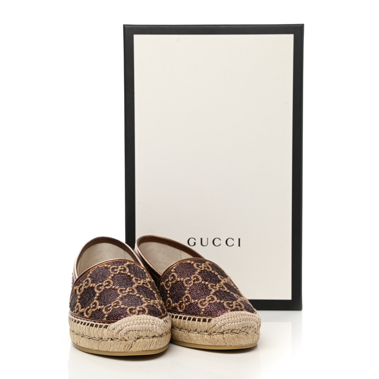 Gucci Lame Nappa GG Monogram Espadrilles 36 Brown Beige Light Bronze 11 of 11
