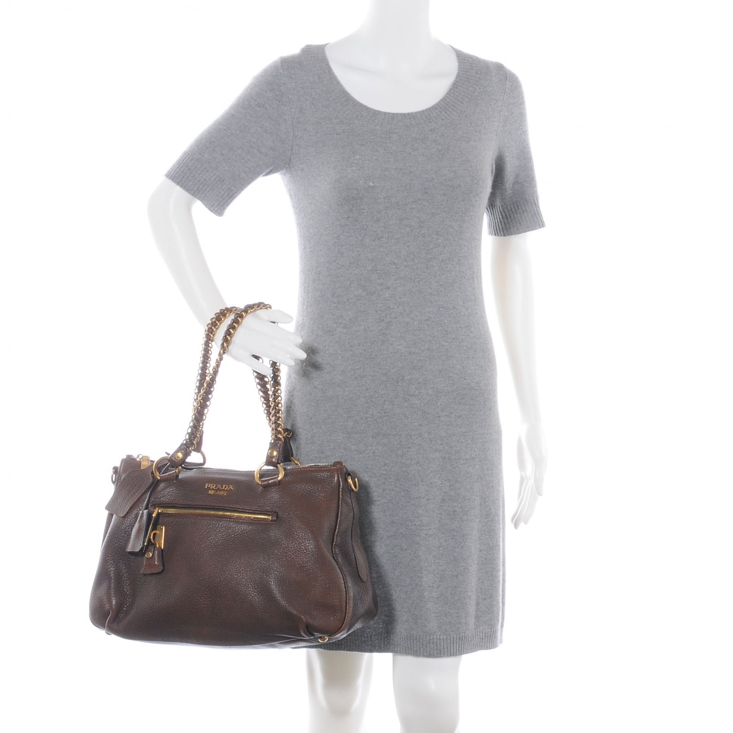 Prada Cervo Lux Deerskin Chain Bag Bruciato 2 of 9