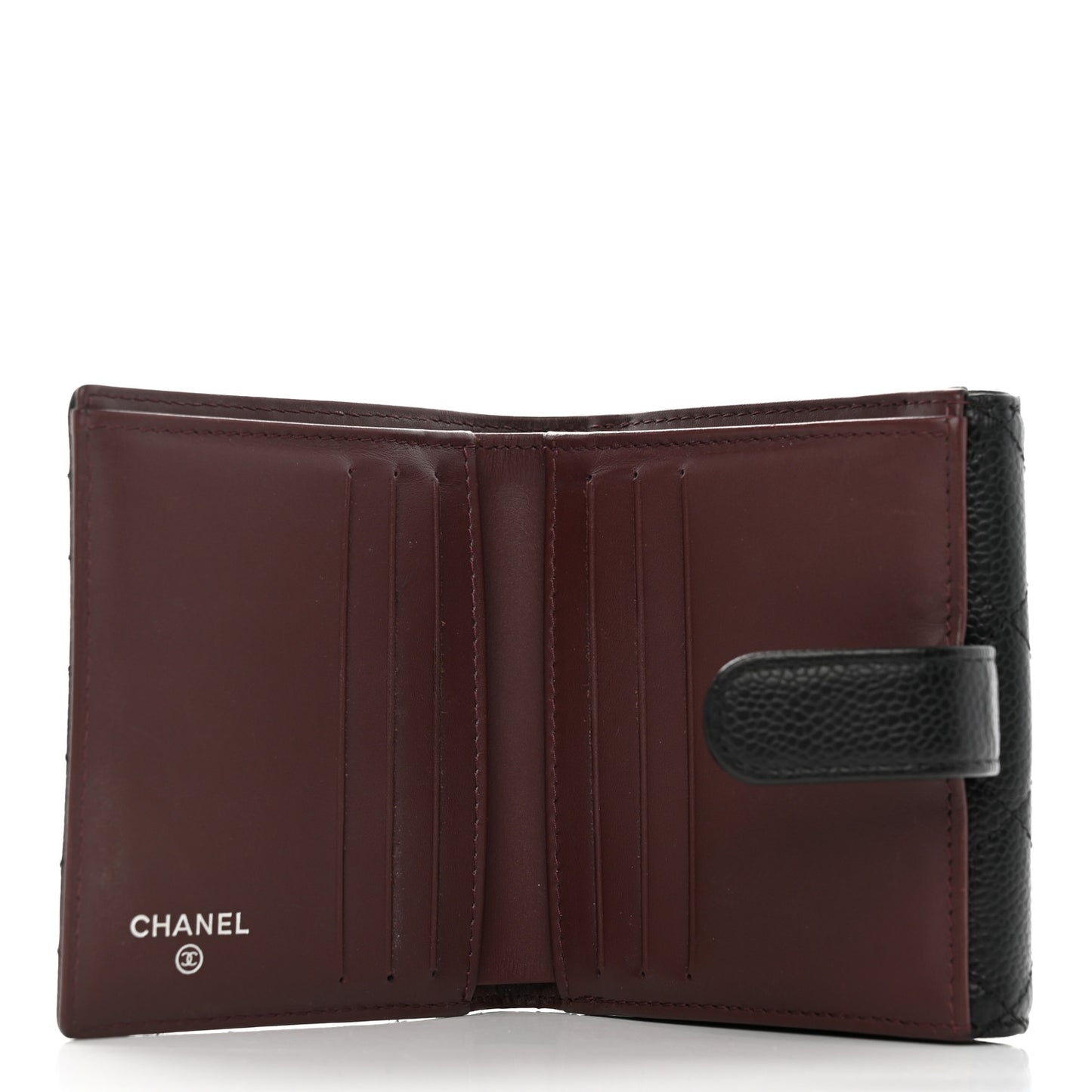 Caviar Quilted Compact French Flap Wallet Black