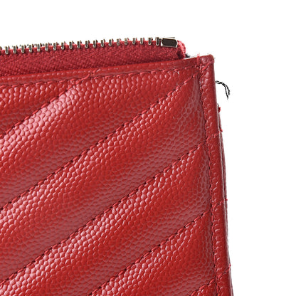 Saint Laurent Grain De Poudre Matelasse Chevron Monogram Bill Pouch Red 8 of 8