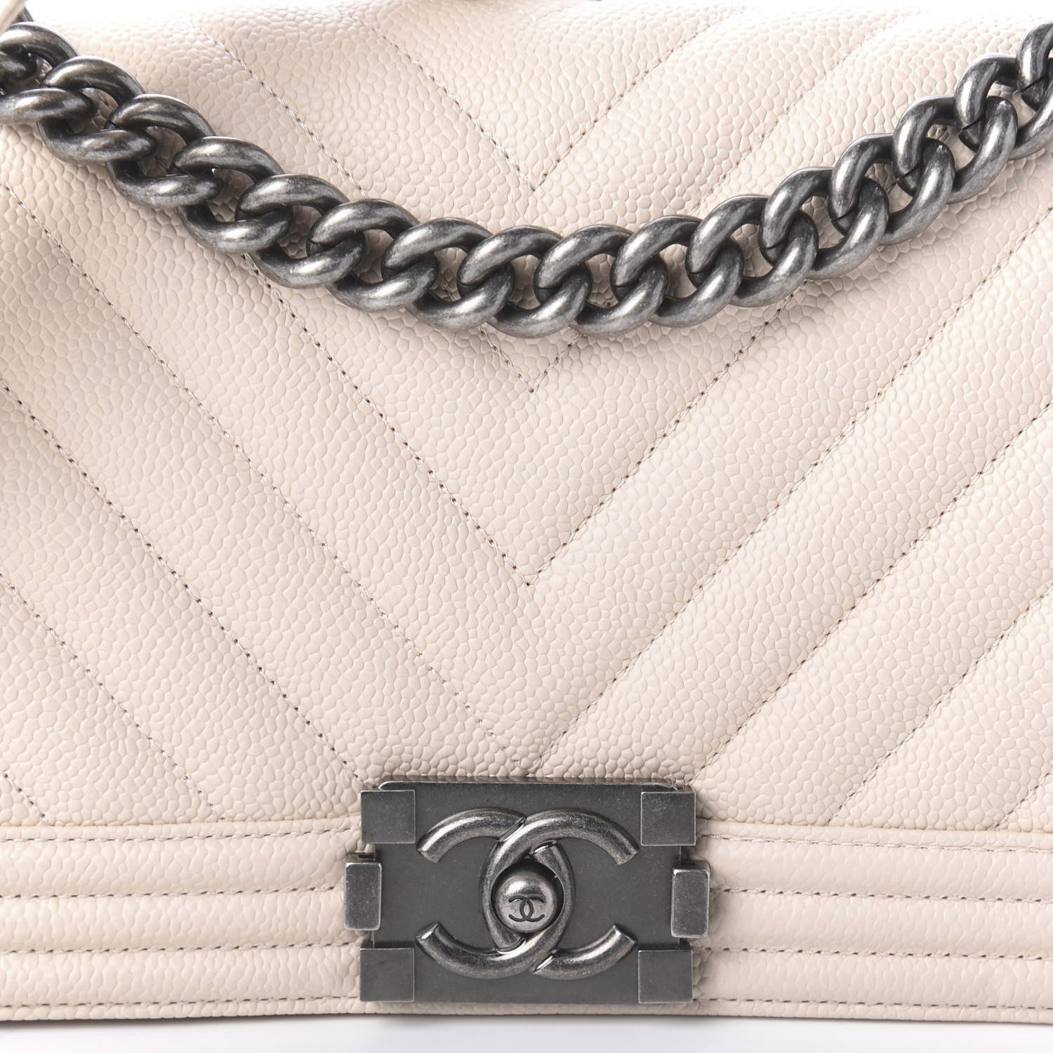 Chanel Caviar Chevron Quilted Medium Boy Flap Nude 10 of 10