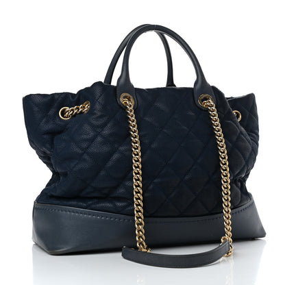 Chanel Iridescent Caviar Quilted Globe Trotter Shopping Tote Navy Blue 2 of 25