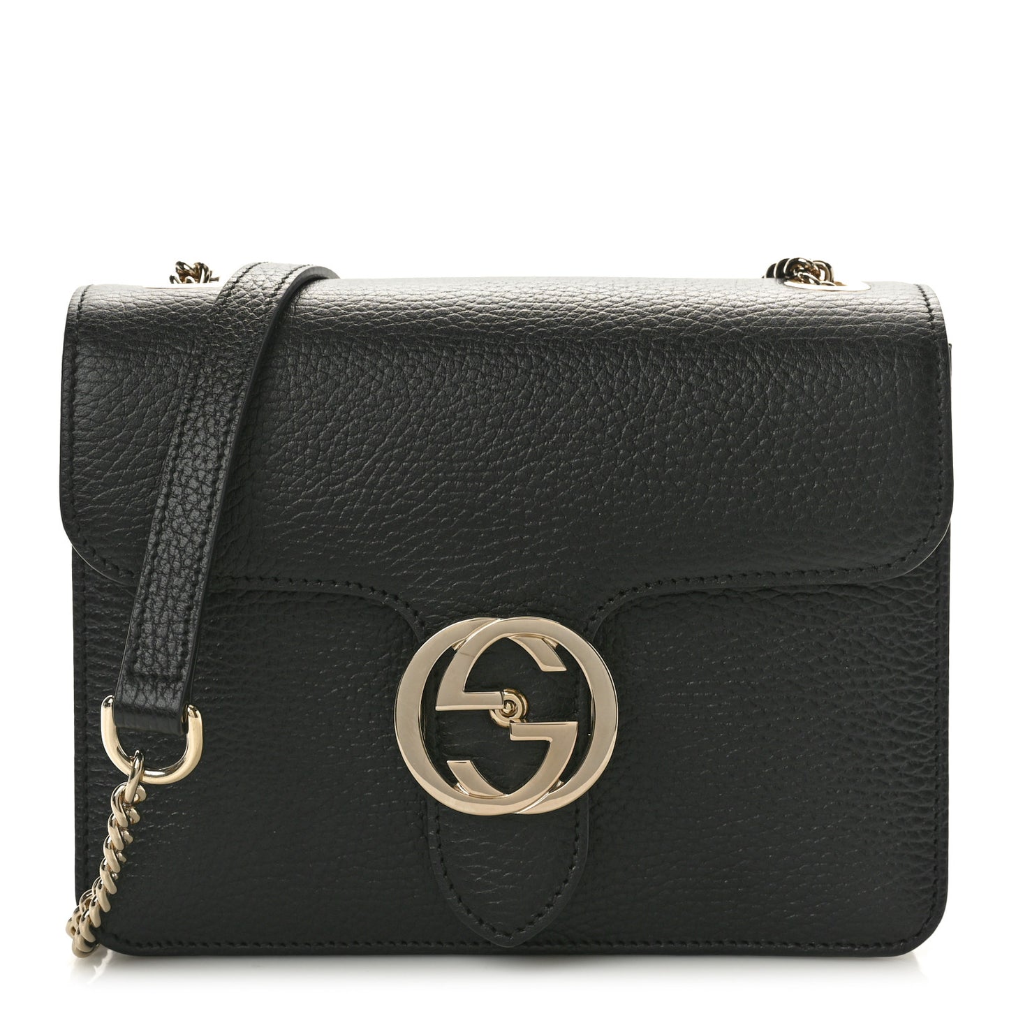 Dollar Calfskin Small Interlocking G Shoulder Bag Black