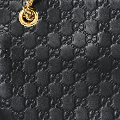 Gucci Guccissima Signature Medium Shoulder Tote Bag Black 7 of 12