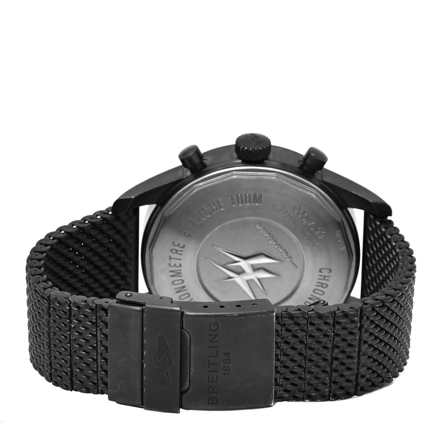 PVD Stainless Steel 46mm Transocean Unitime Chronograph Automatic Watch Black MB0510