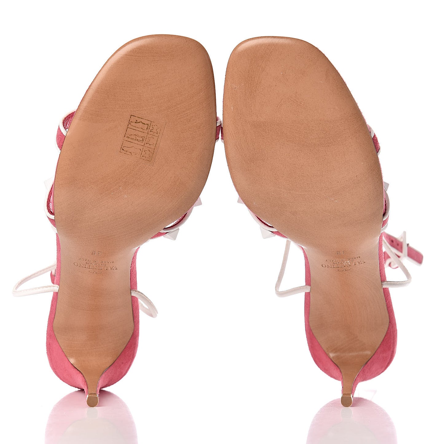 Suede Free Rockstud Crisscross Slingback 85mm Sandals 38 Shadow Pink Optic White
