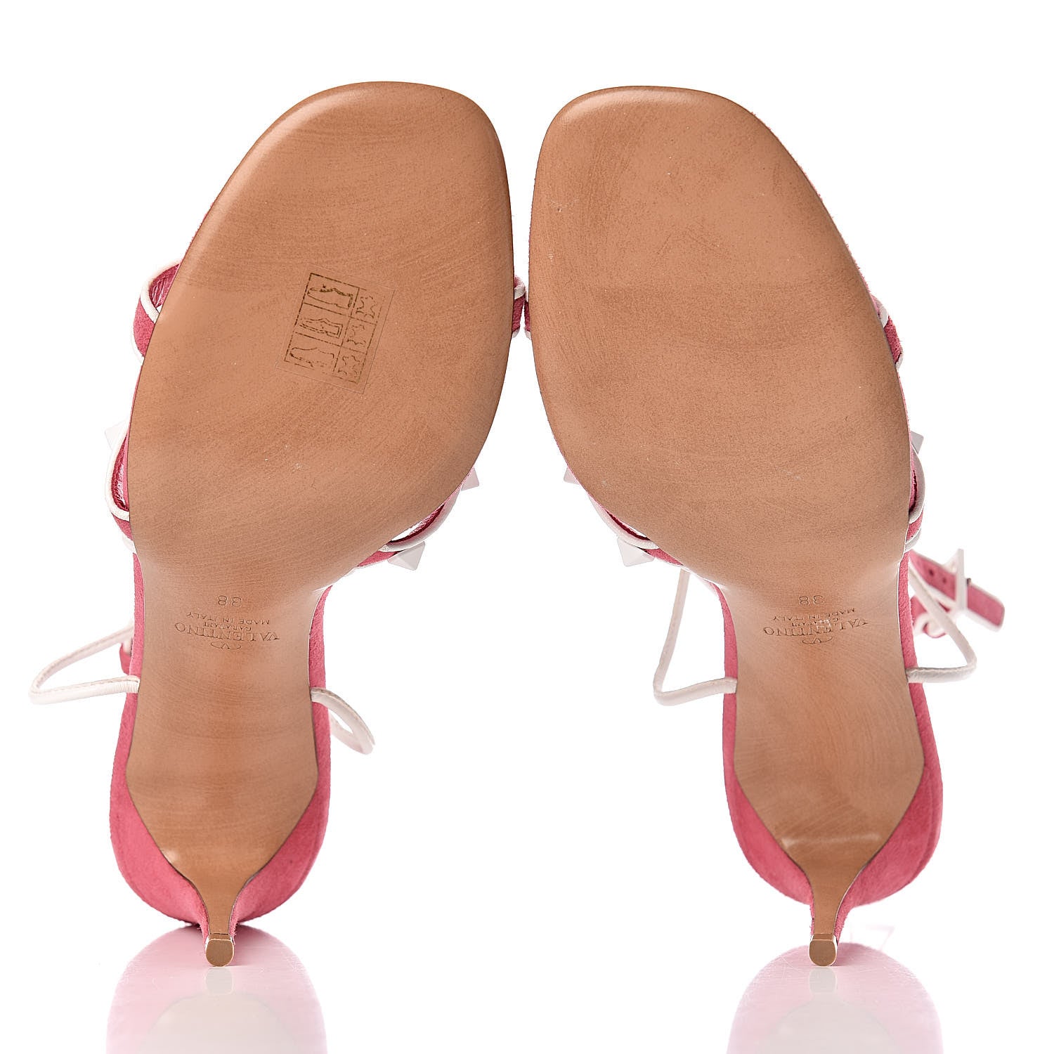 Valentino Garavani Suede Free Rockstud Crisscross Slingback 85mm Sandals 38 Shadow Pink Optic White 5 of 9