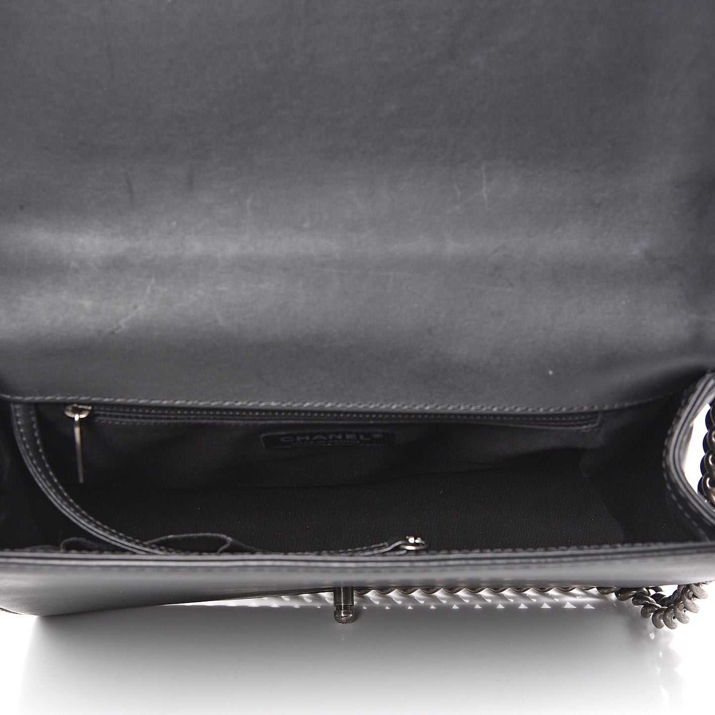 Lambskin Quilted Large Boy Flap Black
