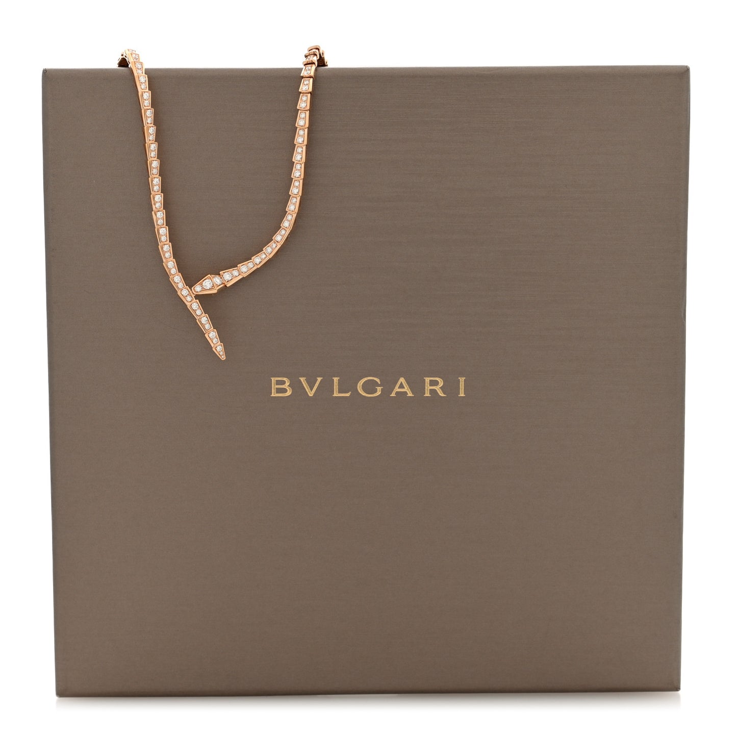 18K Rose Gold Diamond Serpenti Viper Full Pave Choker Necklace