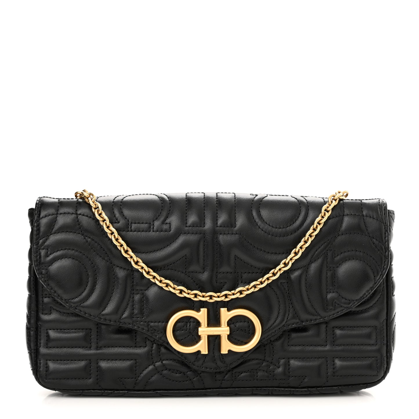 Calfskin Quilted Gancini Mini Bag Black