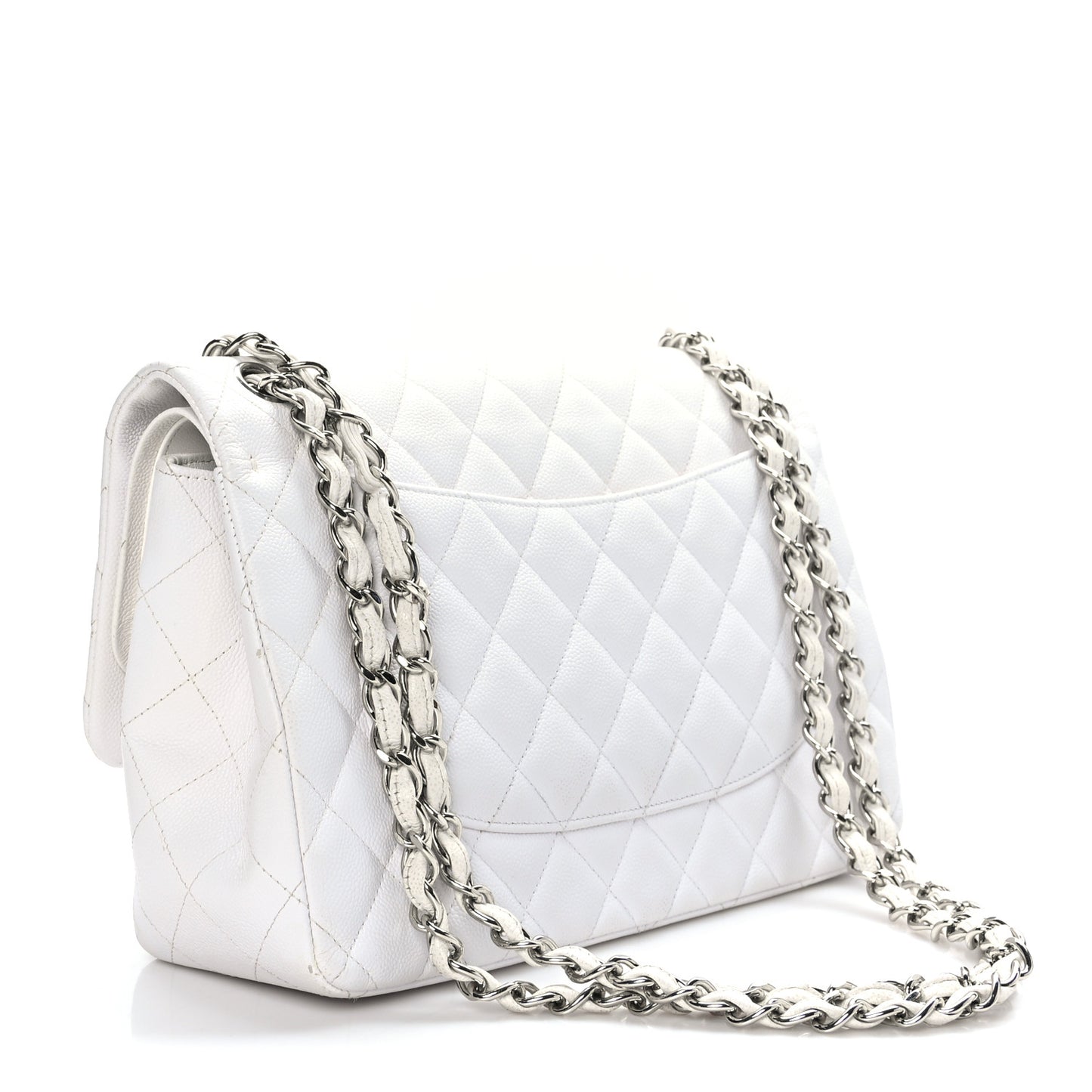 Caviar Quilted Jumbo Double Flap White
