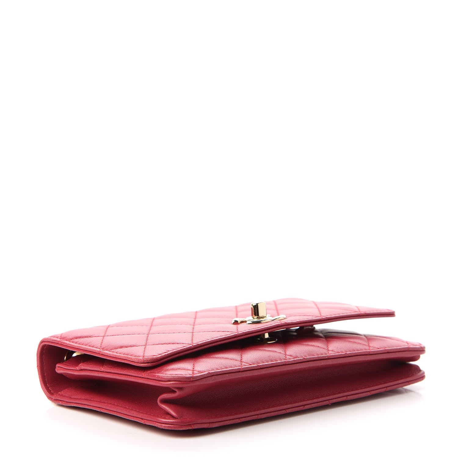 Chanel Lambskin Quilted Trendy CC Wallet On Chain WOC Dark Pink 4 of 12