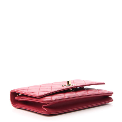 Chanel Lambskin Quilted Trendy CC Wallet On Chain WOC Dark Pink 4 of 12