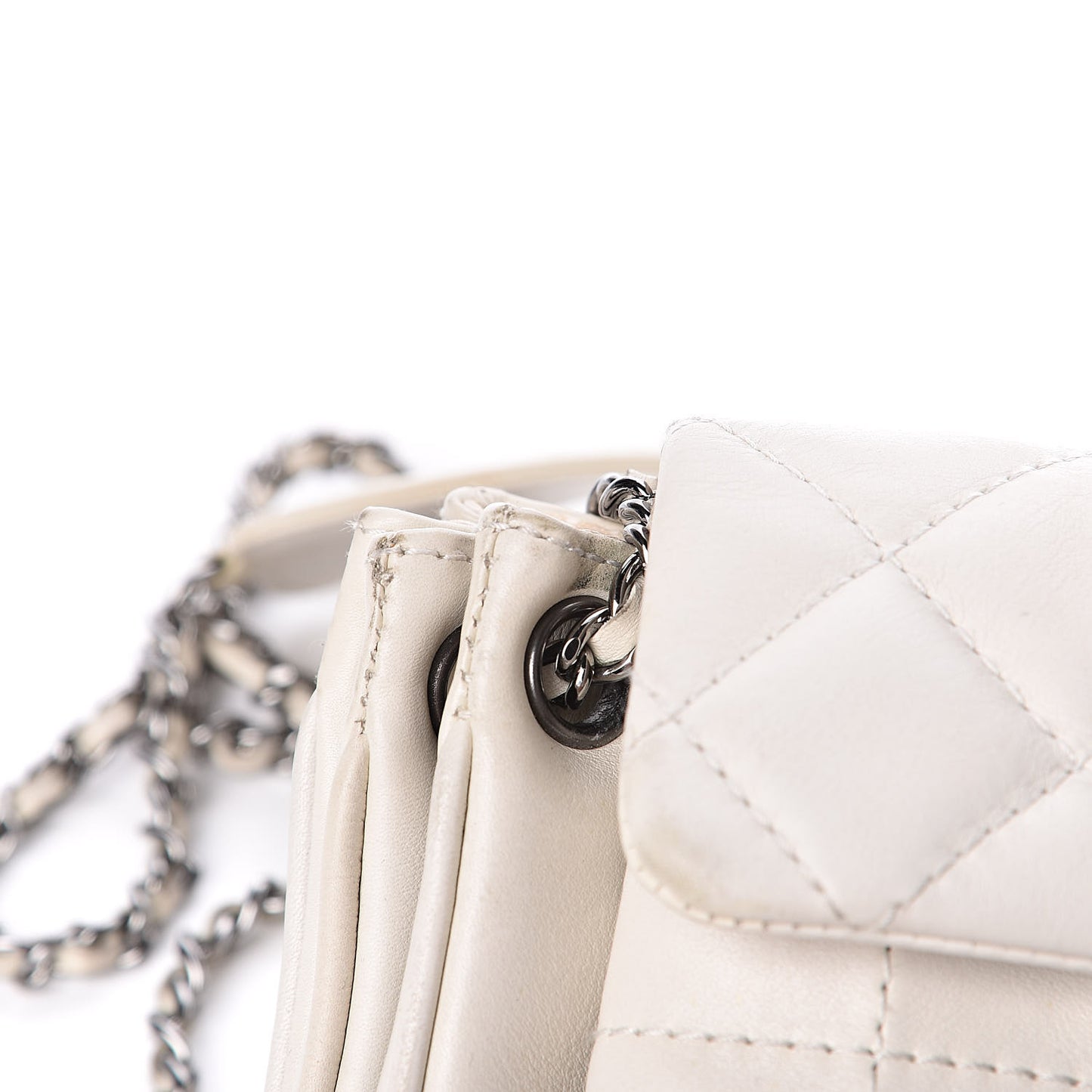 Lambskin Quilted Accordion Mademoiselle Flap White