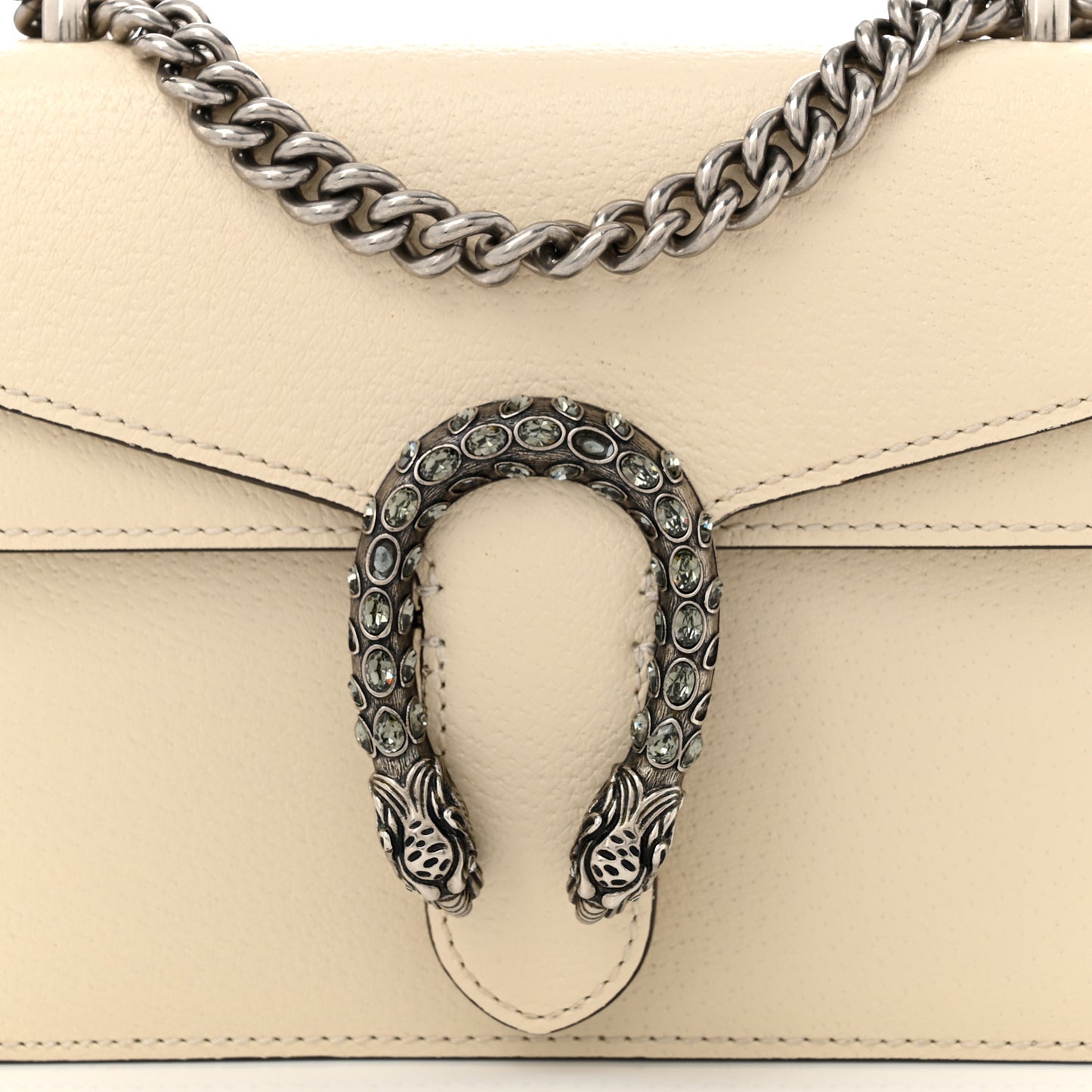 Textured Calfskin Crystal Mini Dionysus Shoulder Bag Mystic White