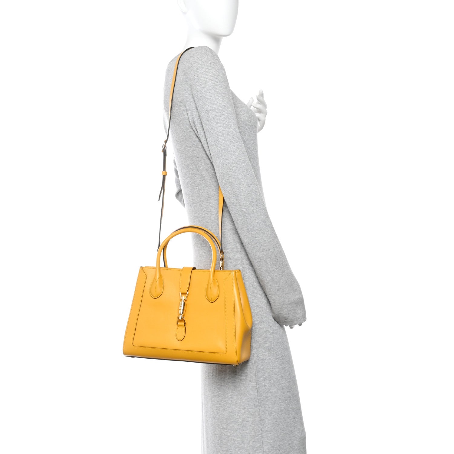 Gucci Boarded Plutone Calfskin Medium Jackie 1961 Tote Crop
