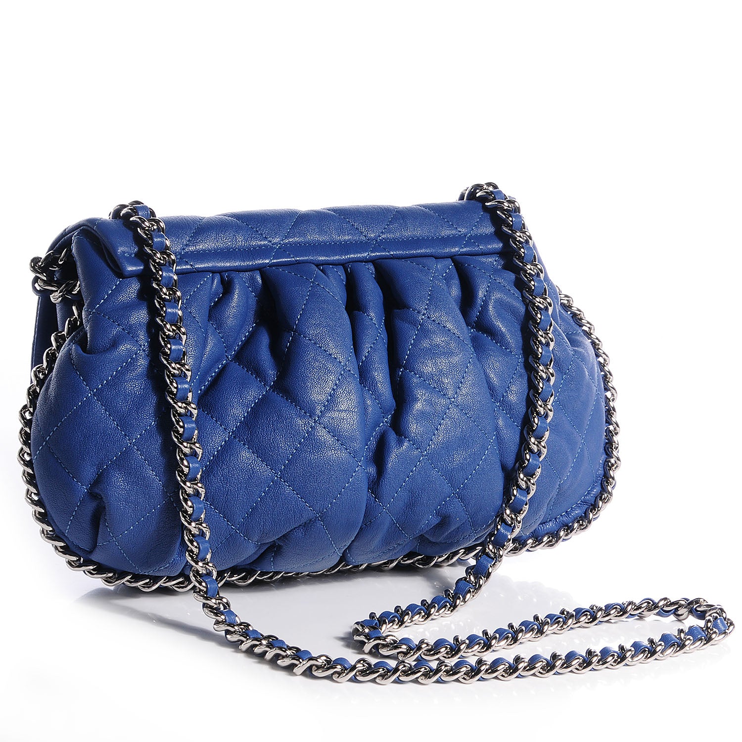 Chanel Washed Lambskin Chain Around Medium Messenger Blue 3 of 7