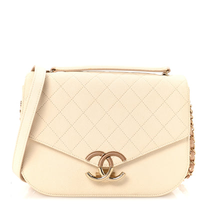 Chanel Grained Calfskin Quilted Medium Cuba Top Handle Flap Ivory 2 of 10