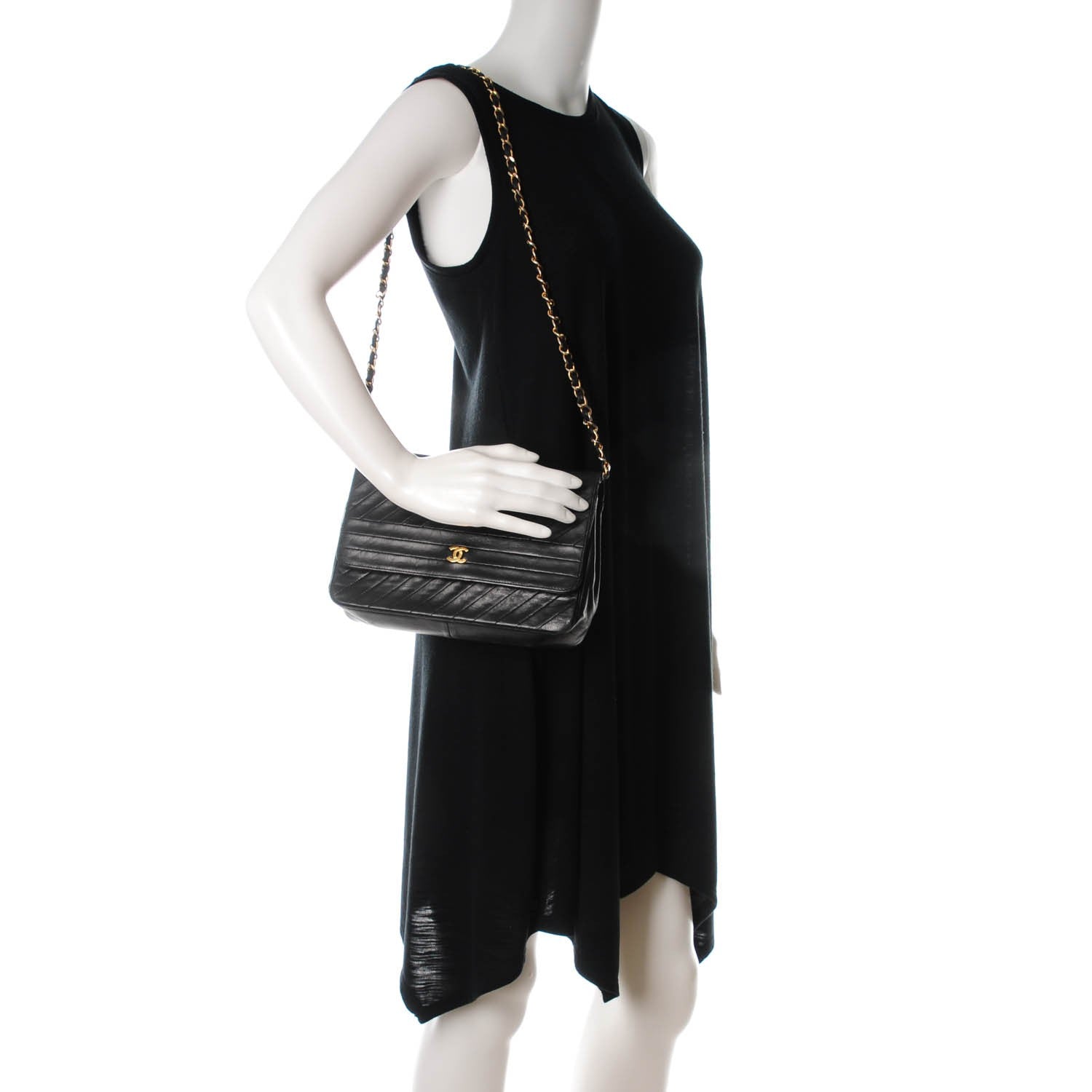 Chanel Lambskin Diagonal Quilted Small Single Flap Black 2 of 7