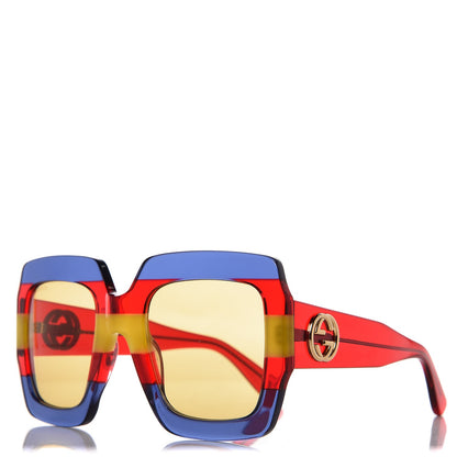Gucci Square Frame GG0178S Sunglasses Blue Red Yellow 1 of 7