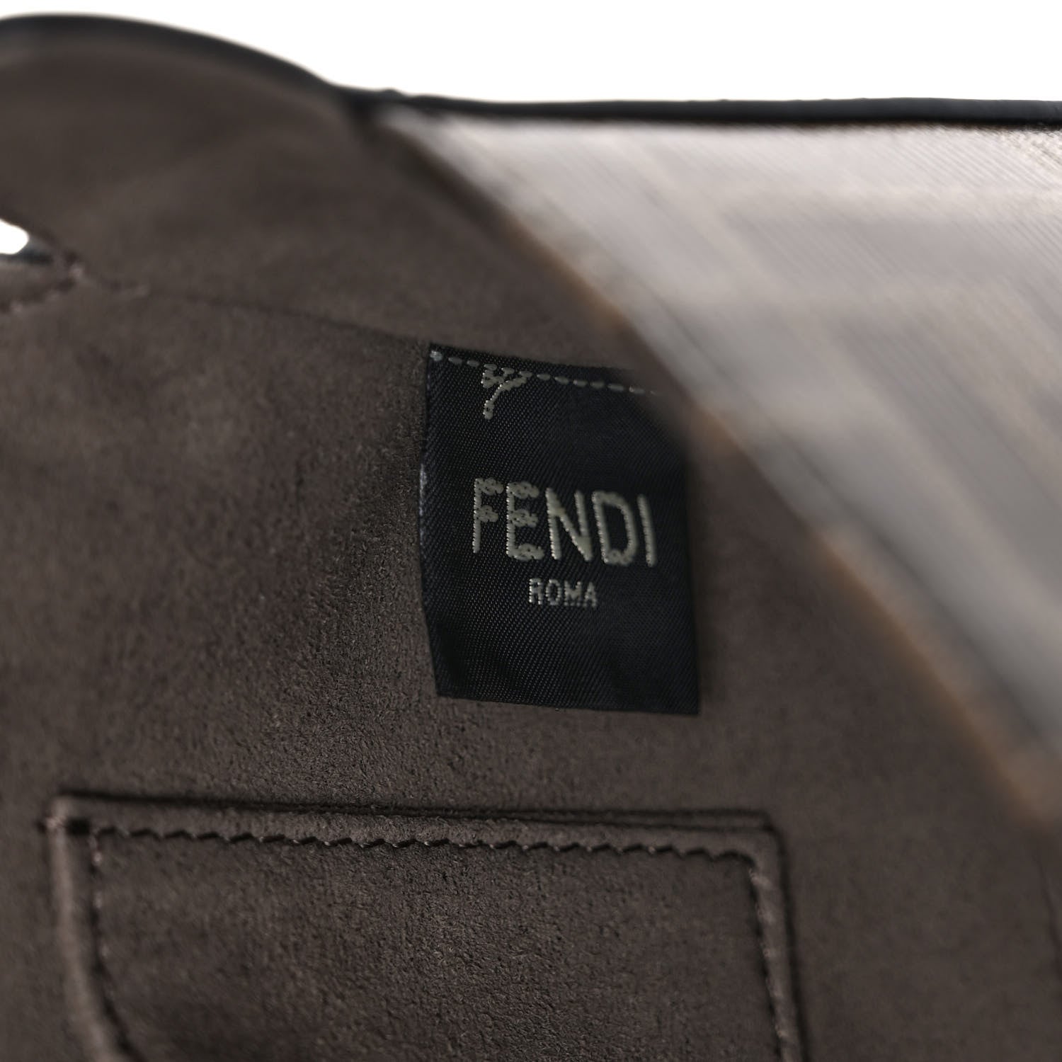 Fendi Glazed Fabric Vitello Century FF 1974 Stamp Patch Mini Double F Crossbody Bag Mogano Panna Black 6 of 9