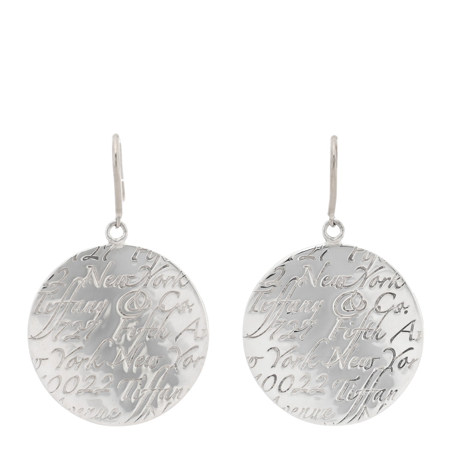 Tiffany Sterling Silver Notes Round Drop Earrings 1 of 4