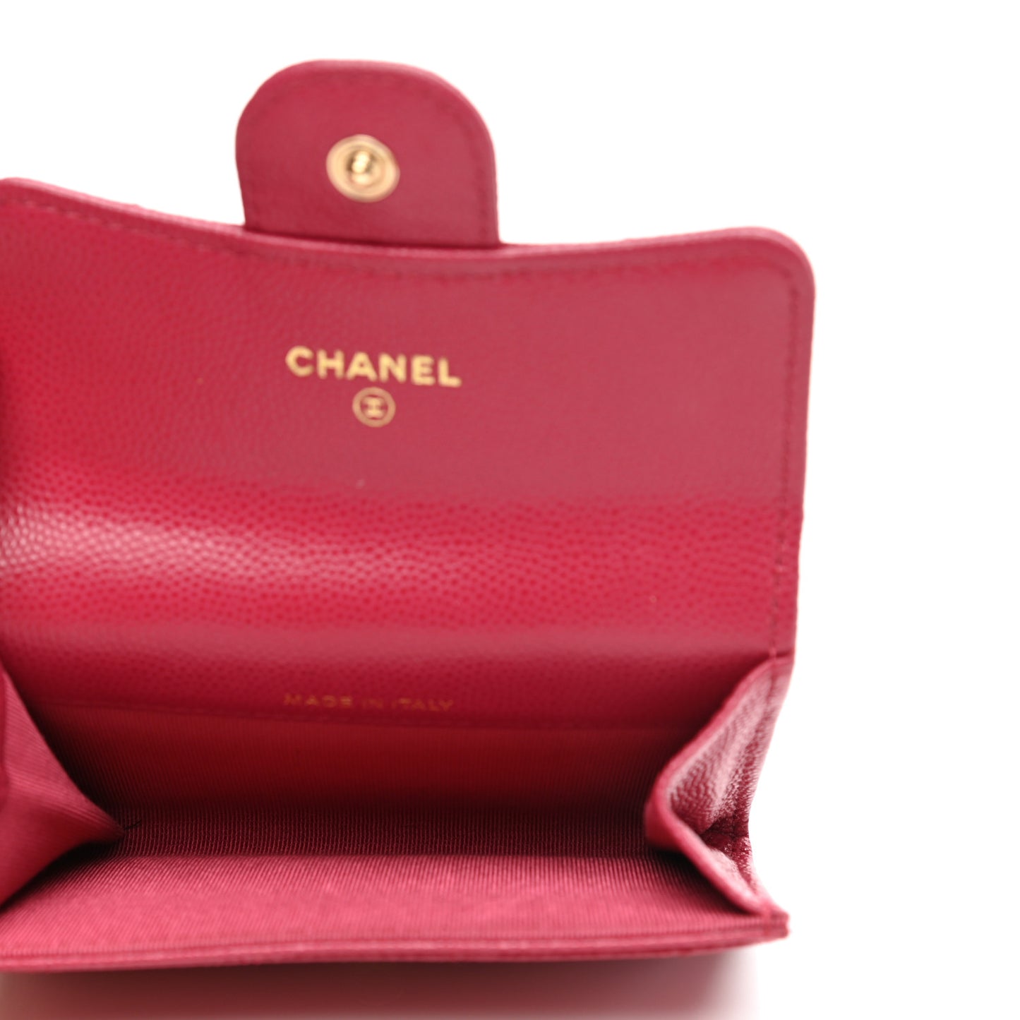 Caviar Quilted Flap Card Holder Wallet Dark Pink