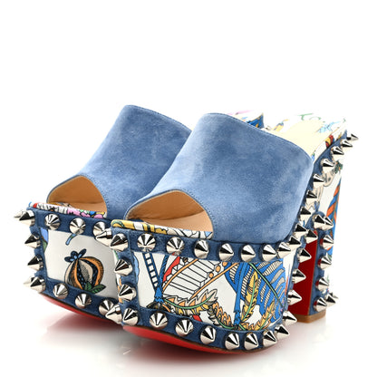 Christian Louboutin Crepe Satin Botanique Massivactic 160 Platform Sandals 36 Jeans Bianco Multicolor 2 of 7
