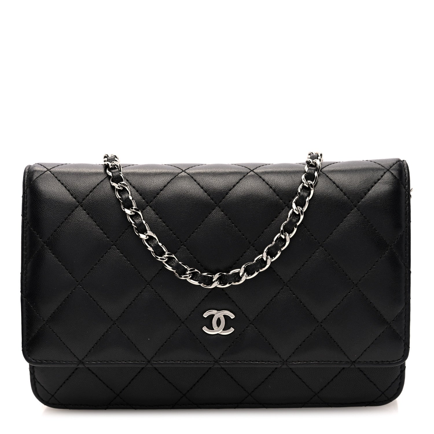 Chanel Lambskin Quilted Wallet On Chain WOC Black 1 of 10