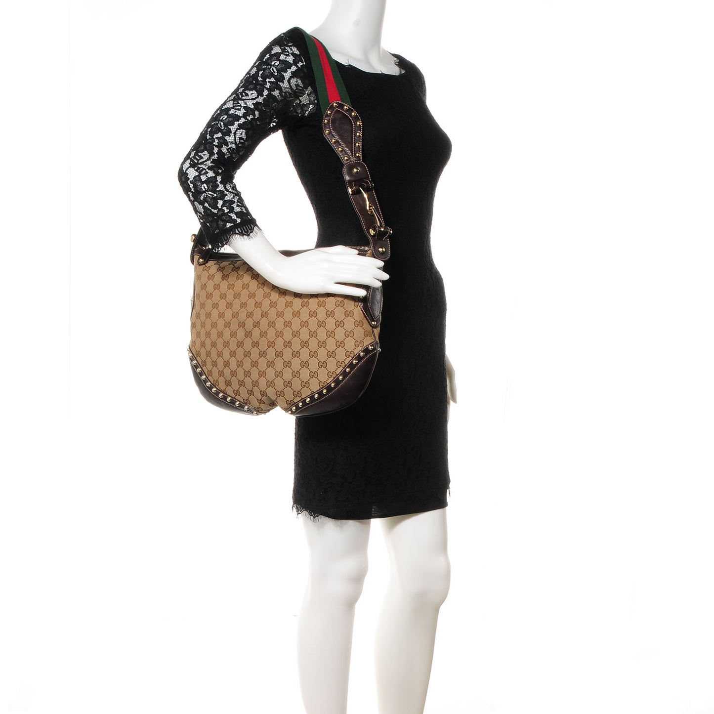 Monogram Pelham Studded Shoulder Bag Brown