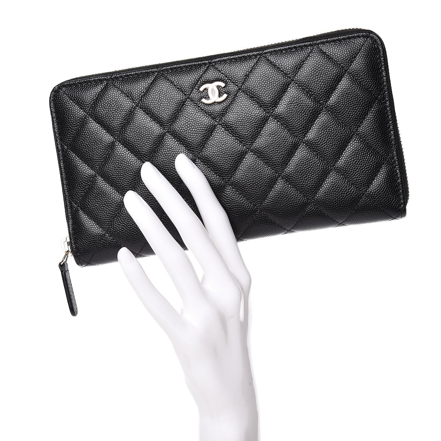 Chanel Caviar Quilted Large Zip Around Organizer Wallet Black 2 of 8