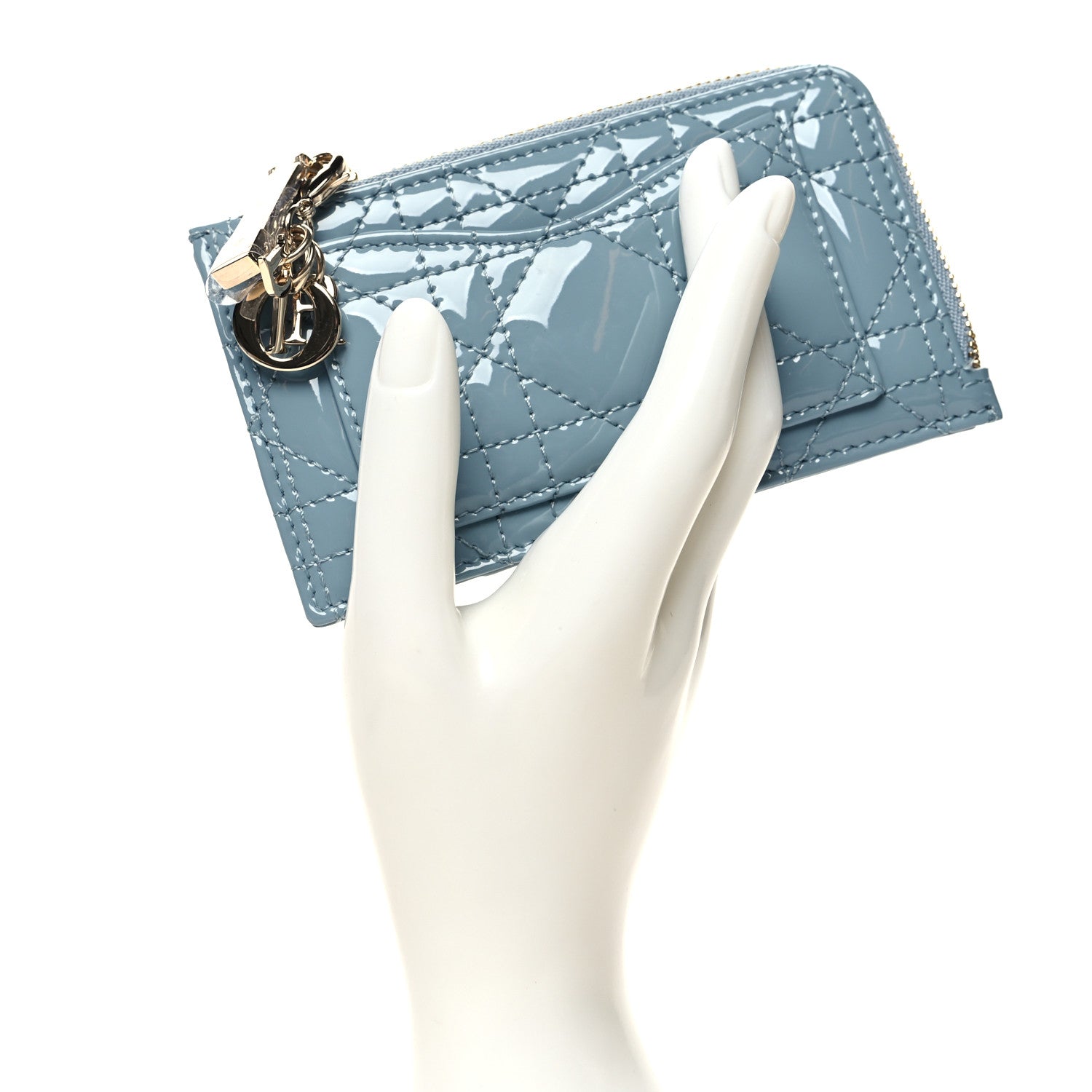 Christian Dior Patent Cannage Lady Dior Card Holder Cloud Blue 2 of 8
