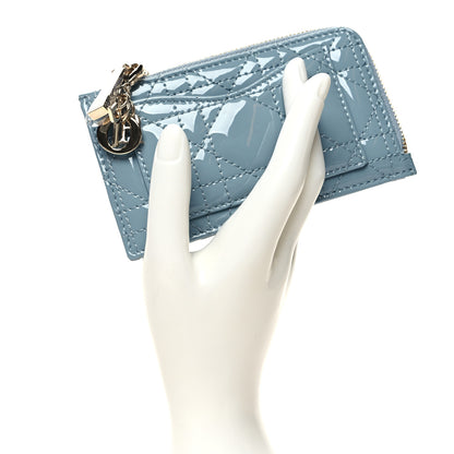 Christian Dior Patent Cannage Lady Dior Card Holder Cloud Blue 2 of 8