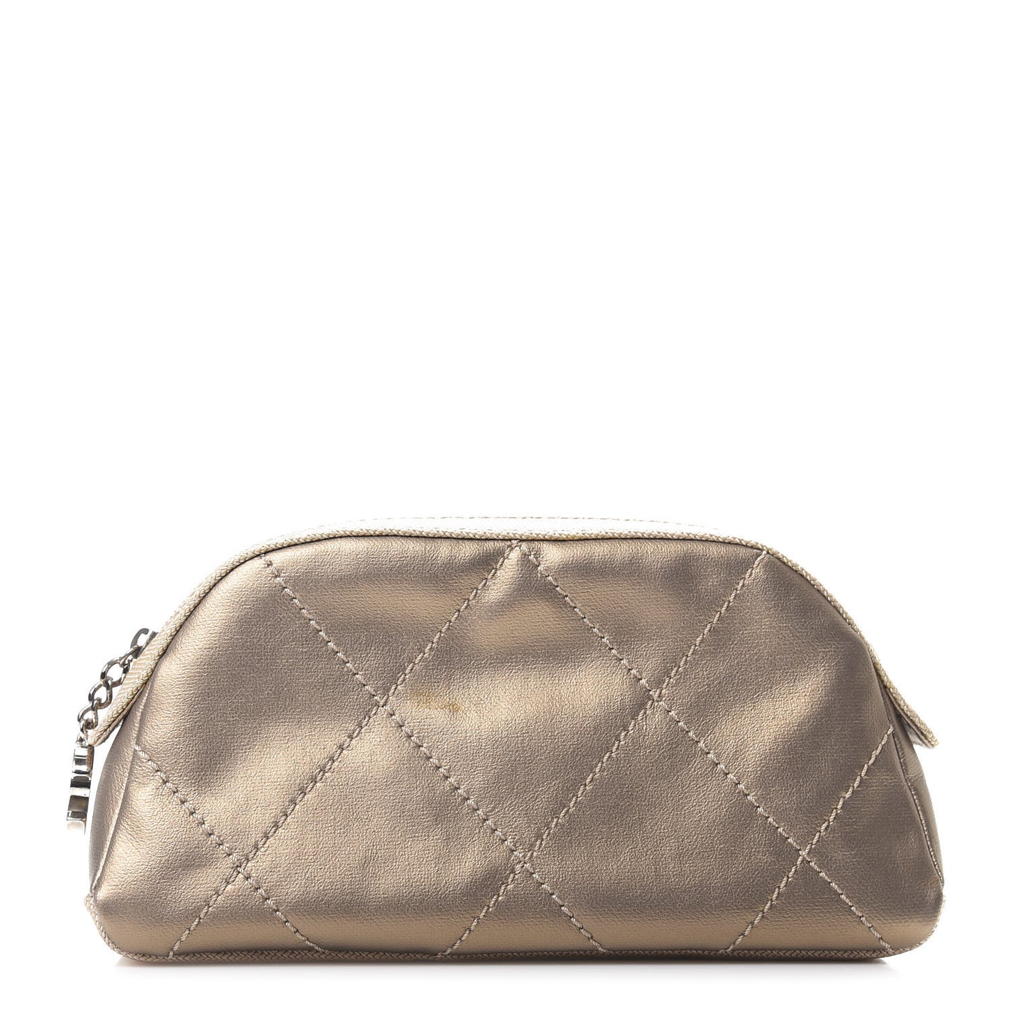 Metallic Coated Canvas Paris Biarritz Makeup Pouch Gold