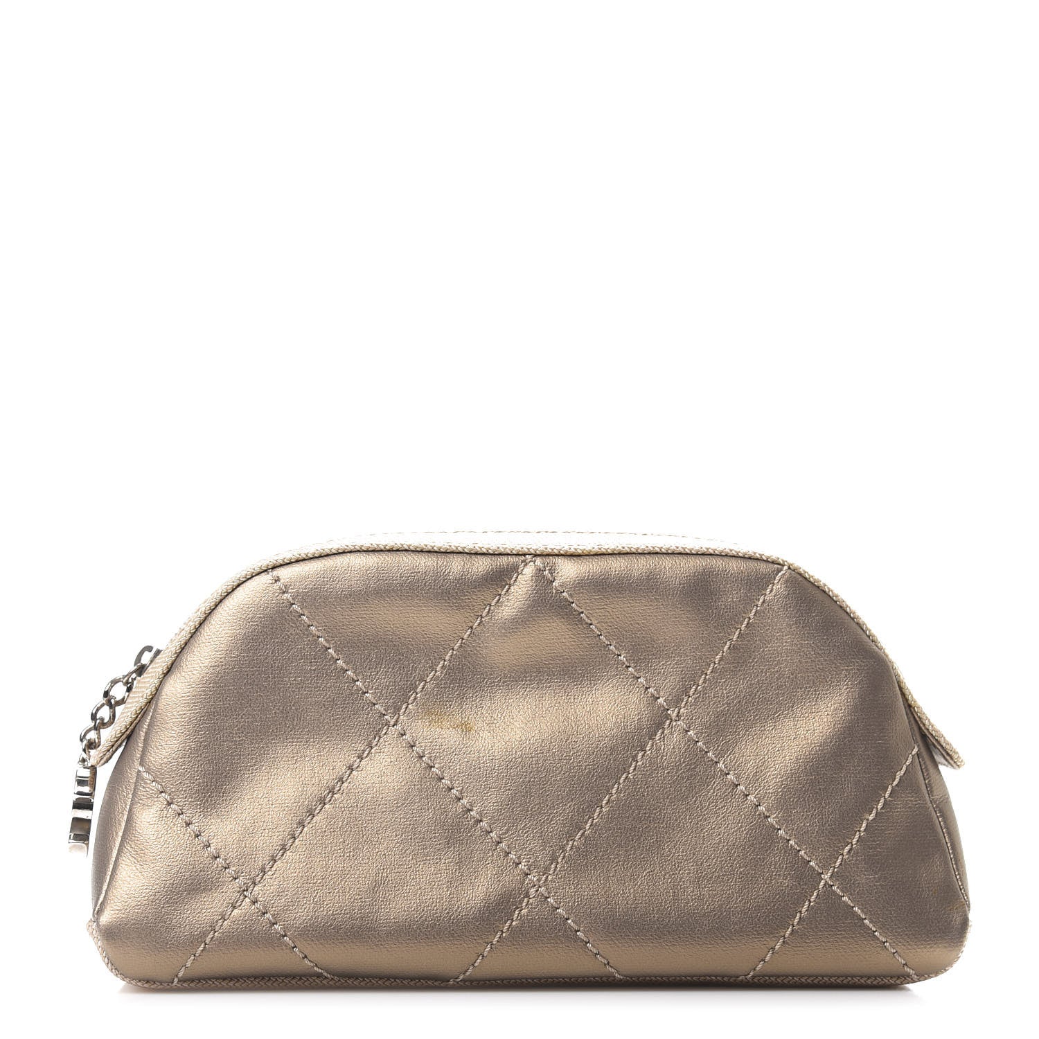 Chanel Metallic Coated Canvas Paris Biarritz Makeup Pouch Gold 1 of 9