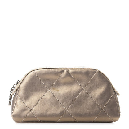 Chanel Metallic Coated Canvas Paris Biarritz Makeup Pouch Gold 1 of 9
