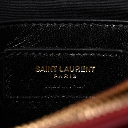 Saint Laurent Calfskin Suede Matelasse Chevron Medium Monogram College Bag Burgundy 6 of 8