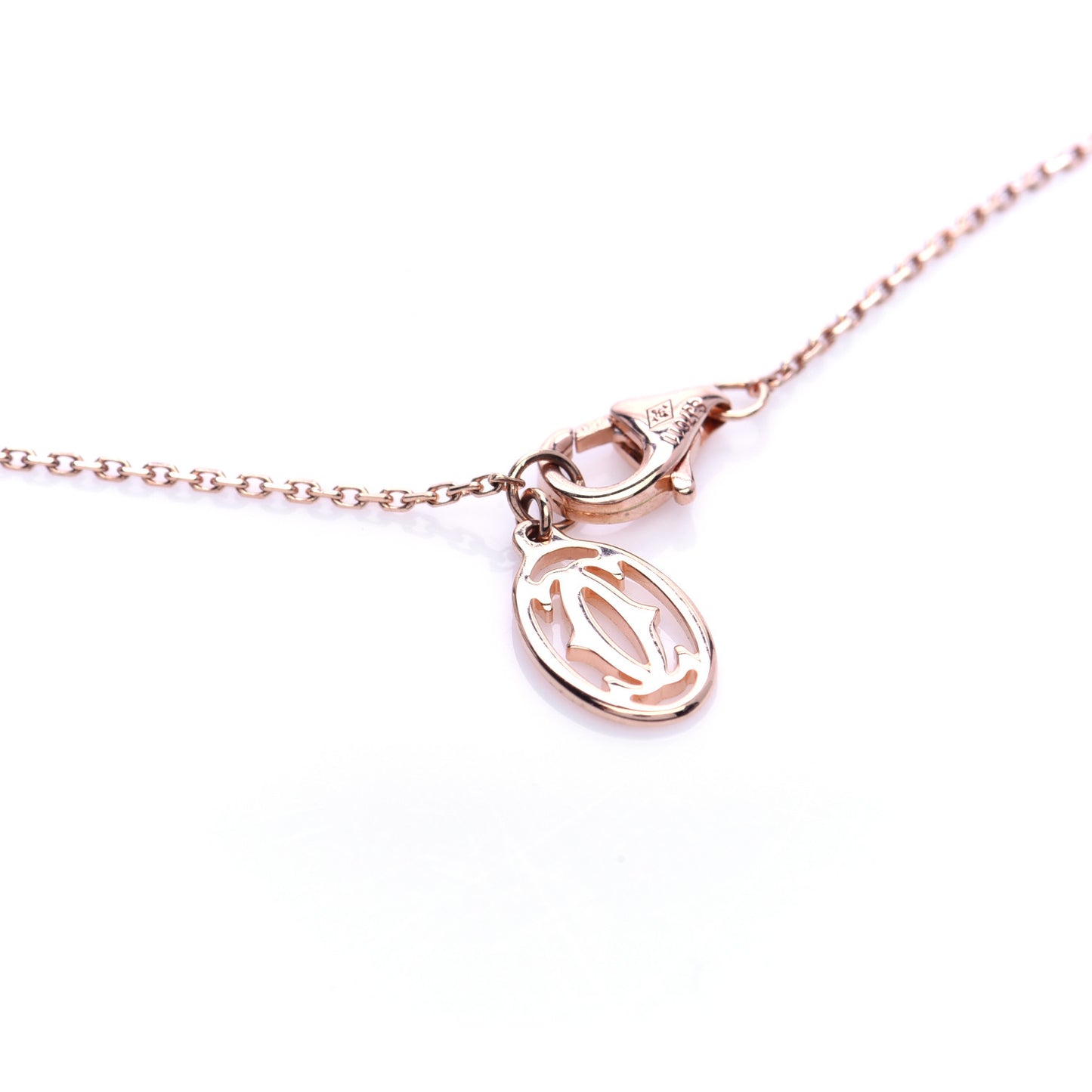 18K Pink Gold Diamond Symbols Cross Pendant Necklace