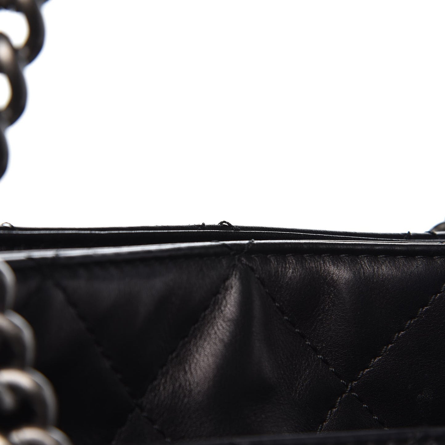Calfskin Quilted Shopping In Chains Tote Black