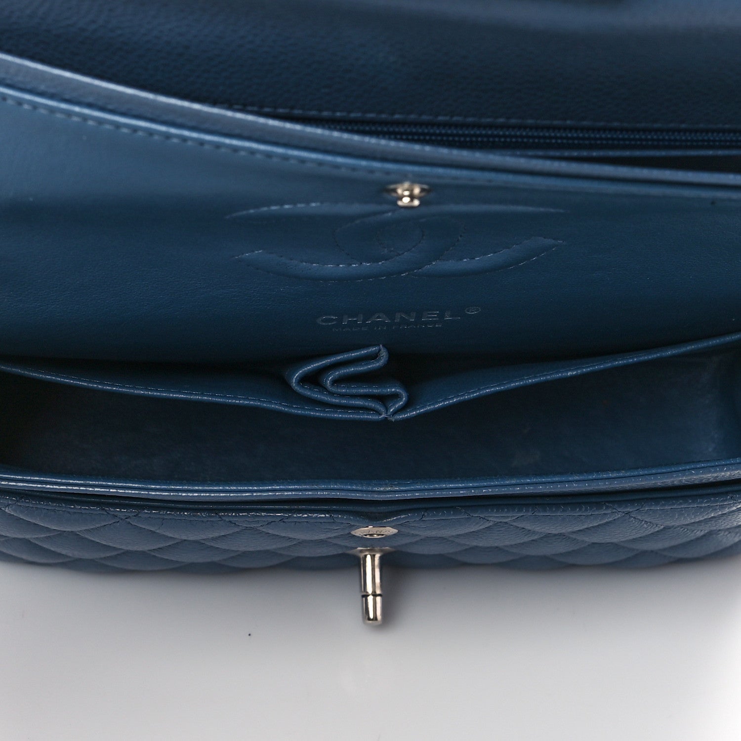 Chanel Caviar Quilted Medium Double Flap Blue 4 of 9