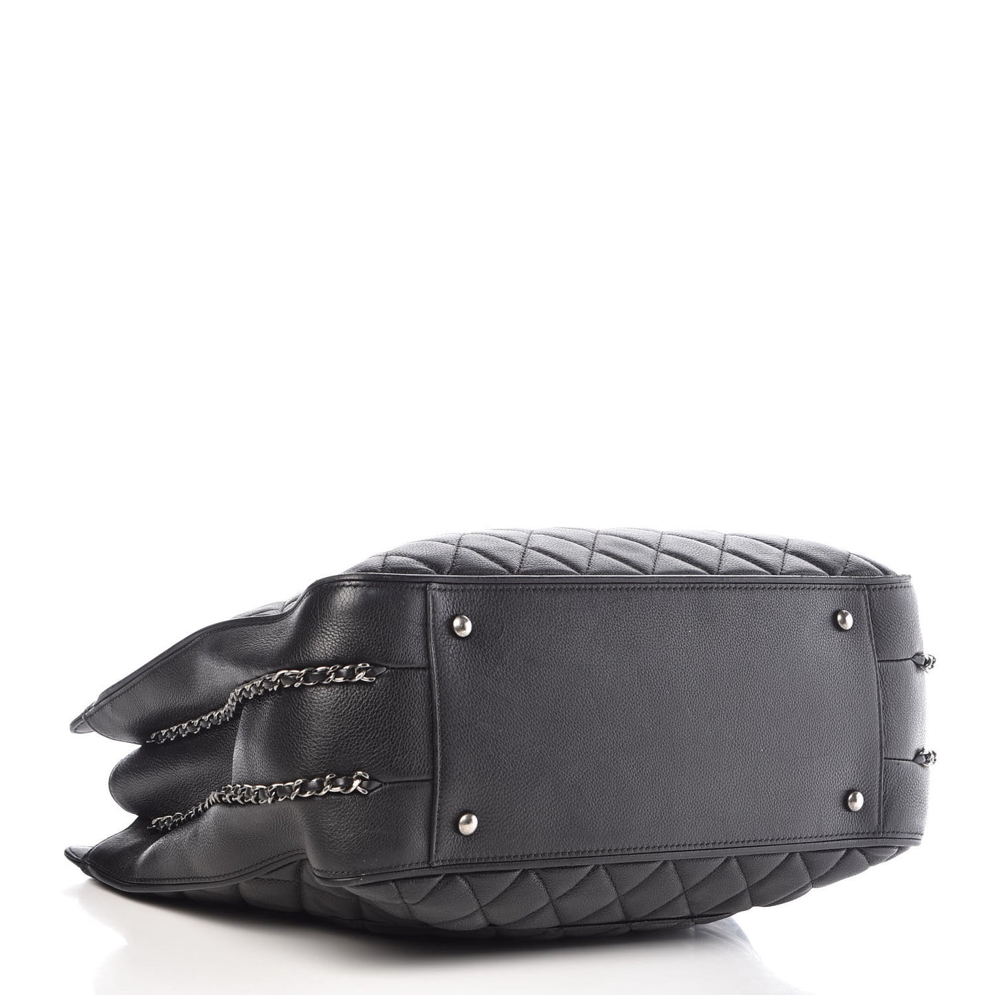 Calfskin Quilted Frame In Chain Tote Black