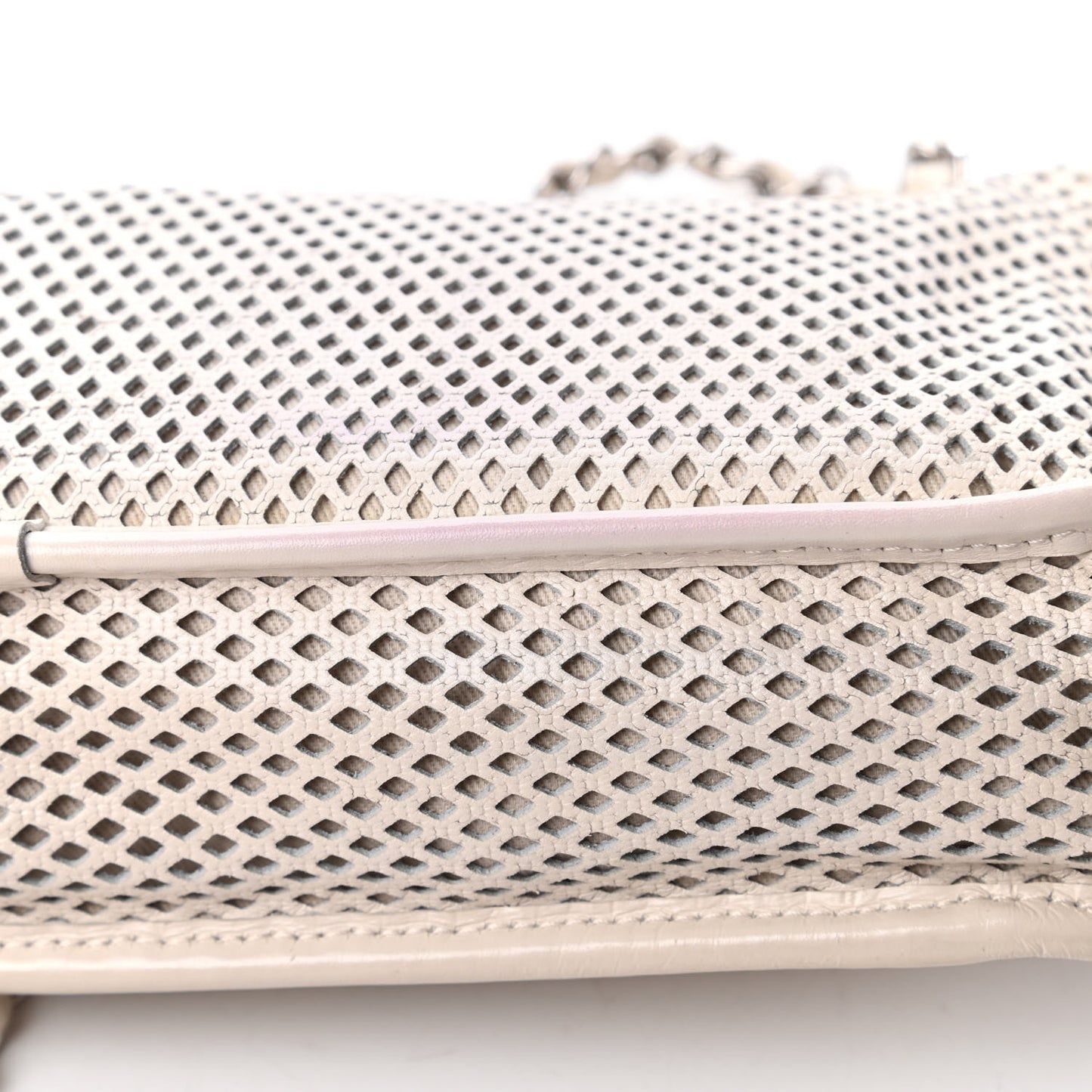 Perforated Calfskin Up In The Air Flap White