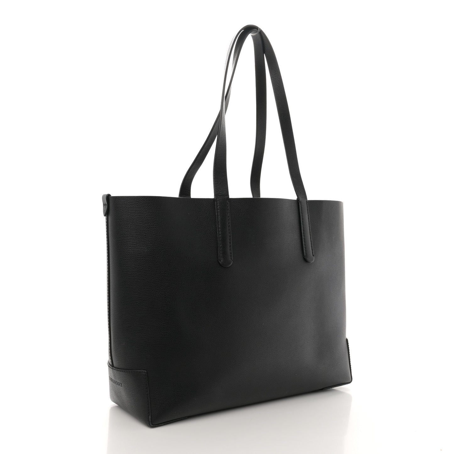 Calfskin TB Motif Embossed Medium Tote Black