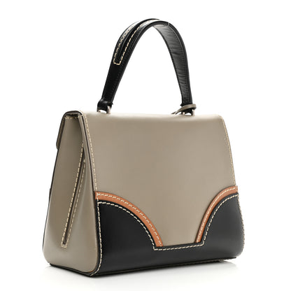 Prada Vitello Tri-Color Medium Sound Top Handle Satchel Grigio Black 3 of 18