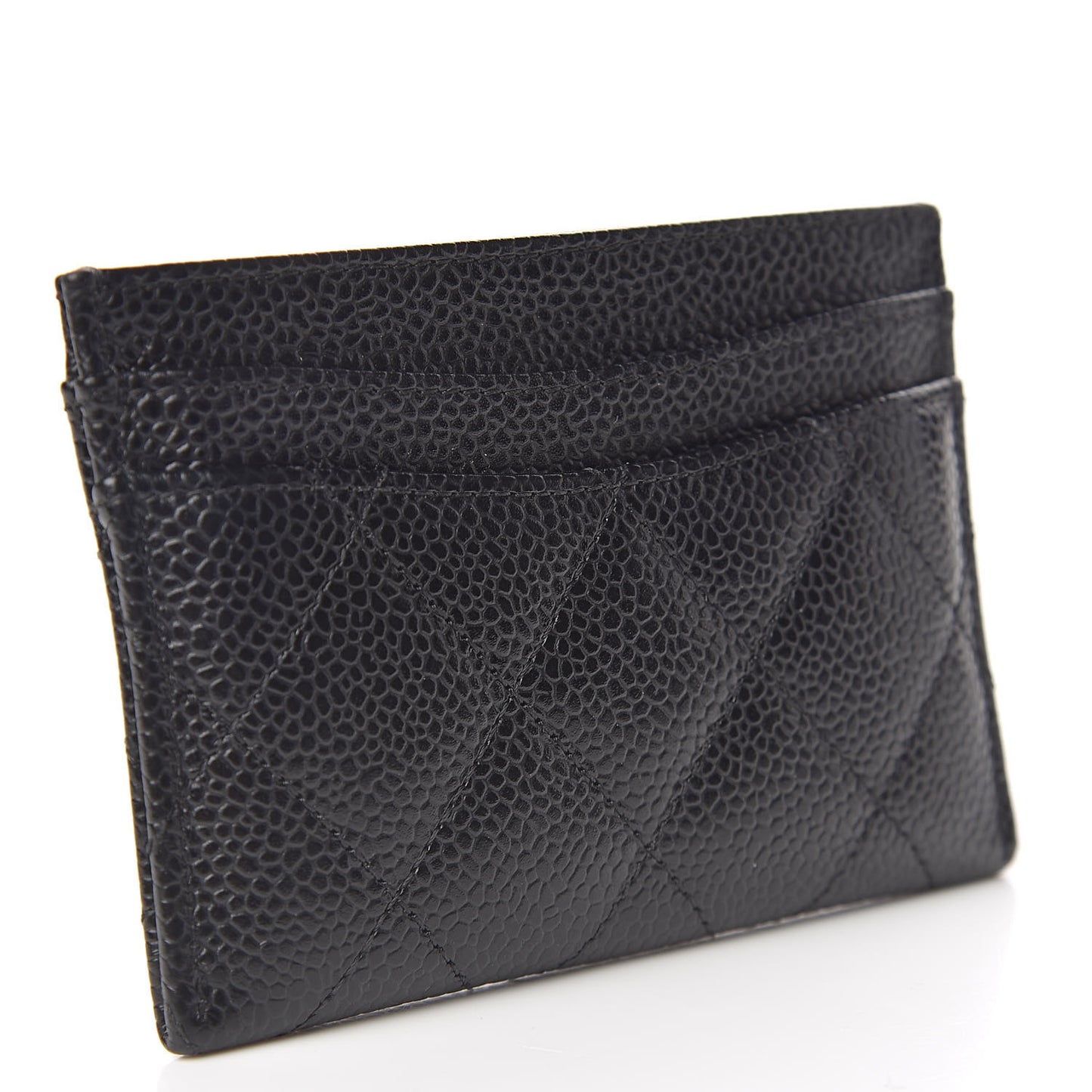 Caviar Quilted Card Holder Black