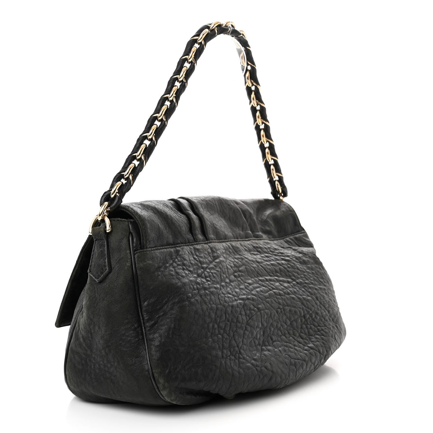 Fendi Crinkled Lambskin Mia Shoulder Flap Black 3 of 11