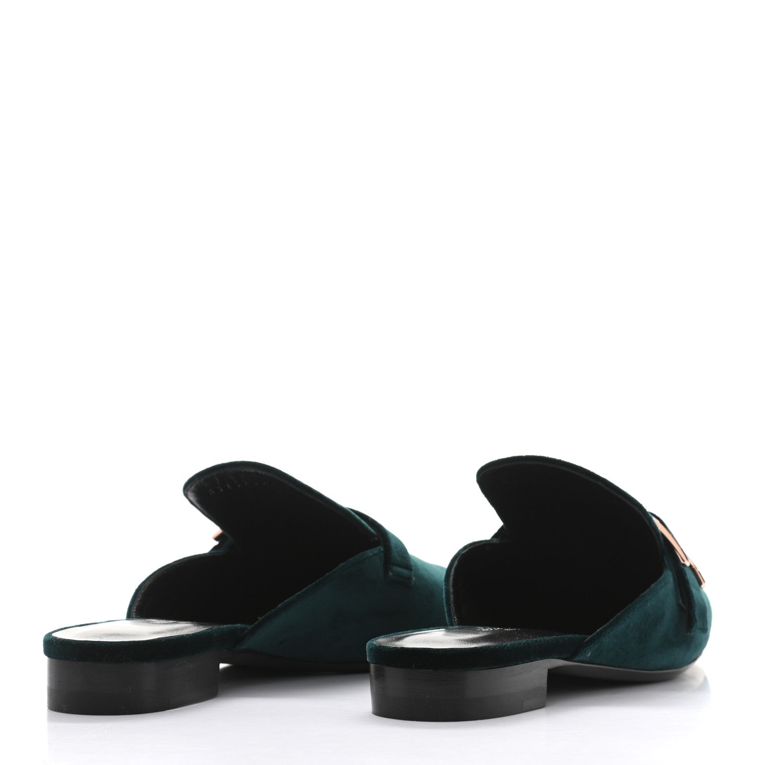 Hermes Velours Beauty Mules 36.5 Petrole 4 of 8